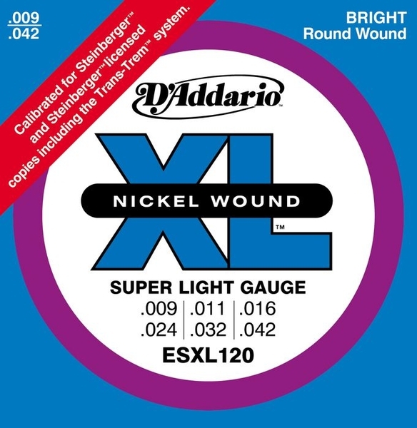 D'Addario - XL Nickel Round Wound - ESXL120 muta Super Light/Double Ball End .009-.042
